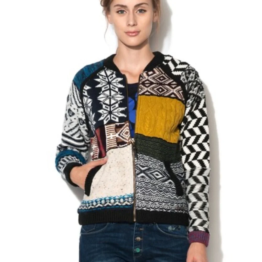 Desigual child size Xl could be women’s small patchwork sweater, jacket zipper - Picture 1 of 12